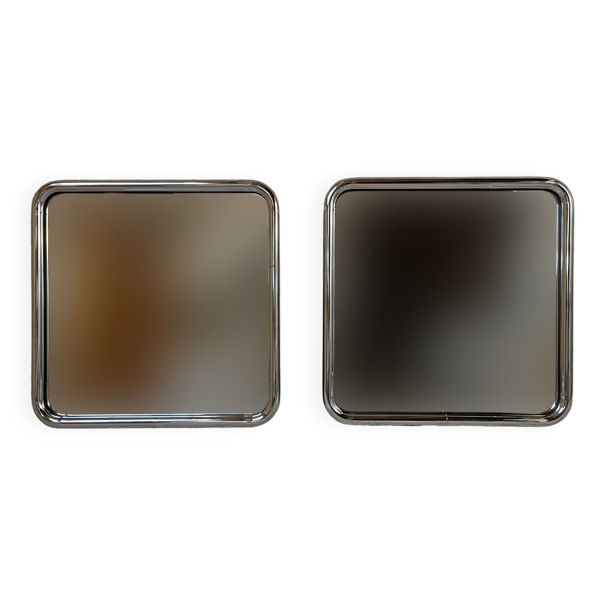 Pair of chrome tube mirrors