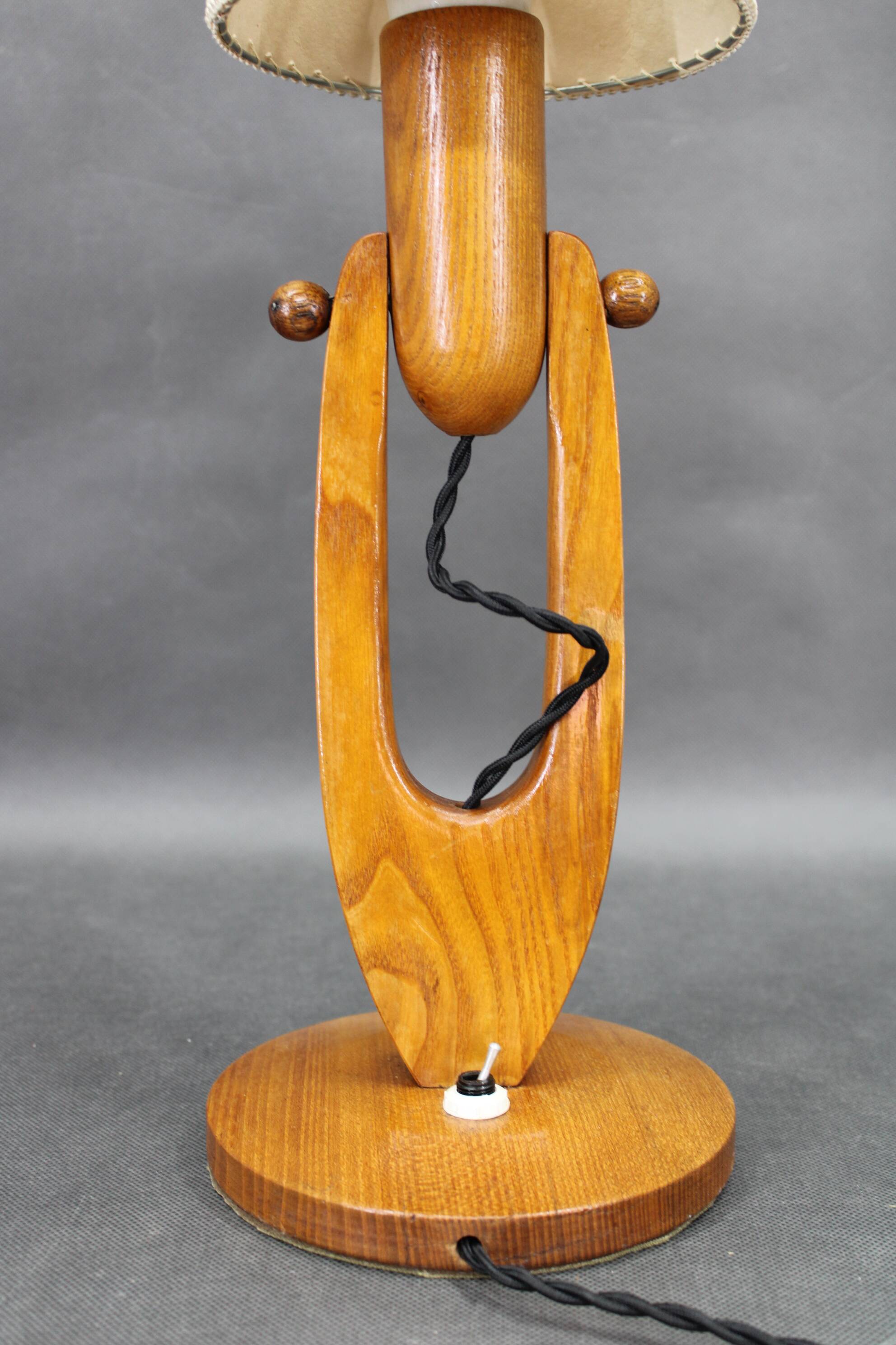 Pair of mid-century adjustable wooden table lamps, Czechoslovakia, 1970s