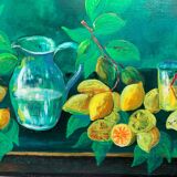 Still life painting, lemonade, signed
