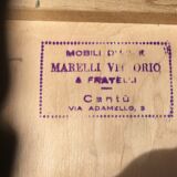 Vintage secretary desk, known as donkey's back, in cherry wood, Italian by Marelli & Fratelli.