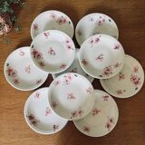 10 porcelain dessert plates with floral pattern