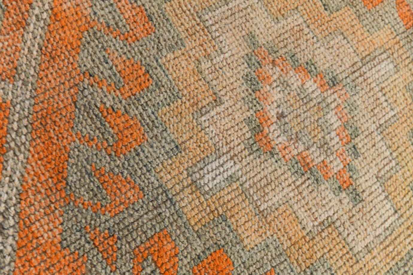 Pumpkin Orange & Grey Turkish Vintage Runner Rug, 86x356 Cm