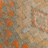 Pumpkin Orange & Grey Turkish Vintage Runner Rug, 86x356 Cm
