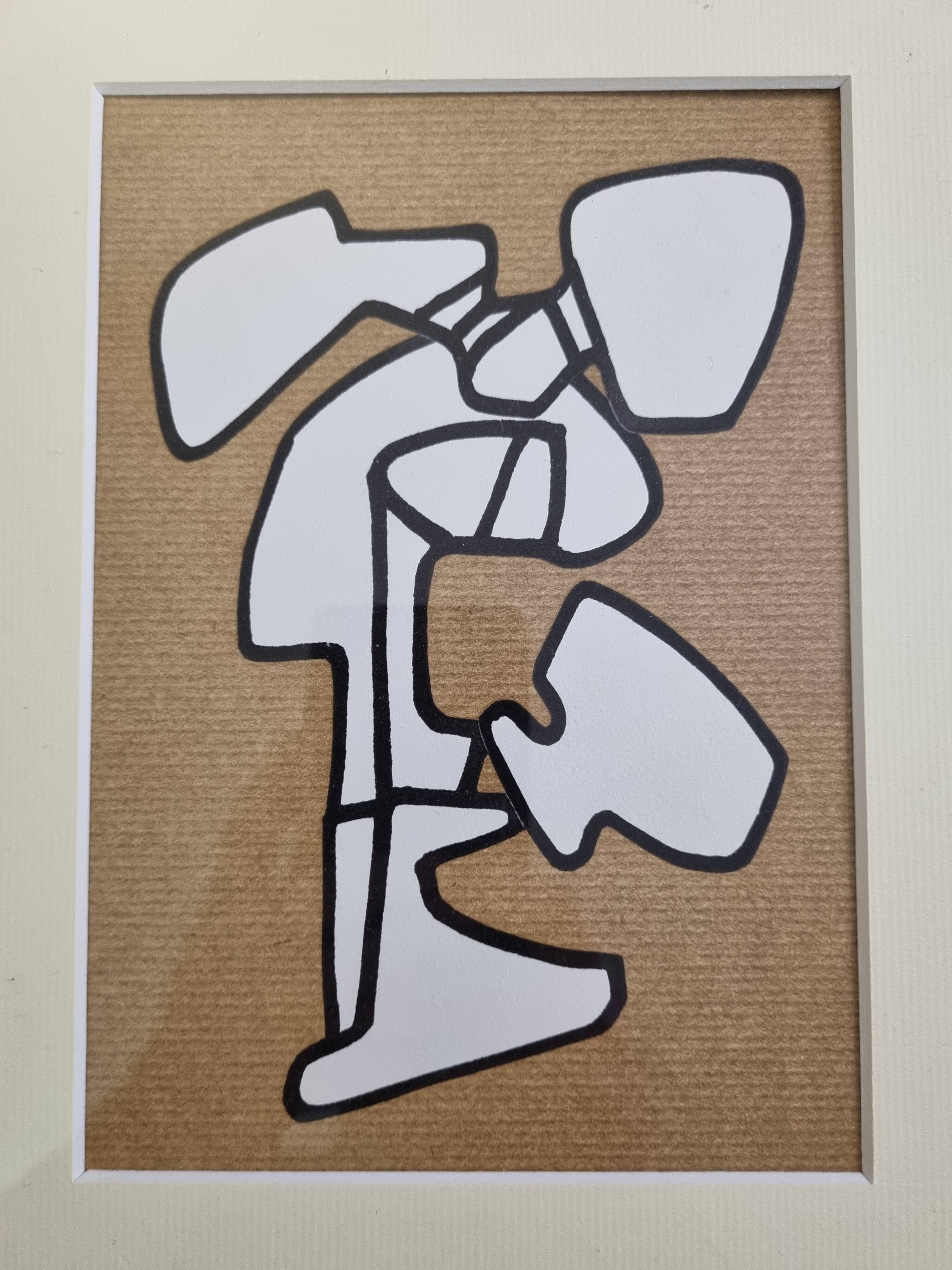 Screenprint after Jean Dubuffet framed under glass 26 cm by 32 cm