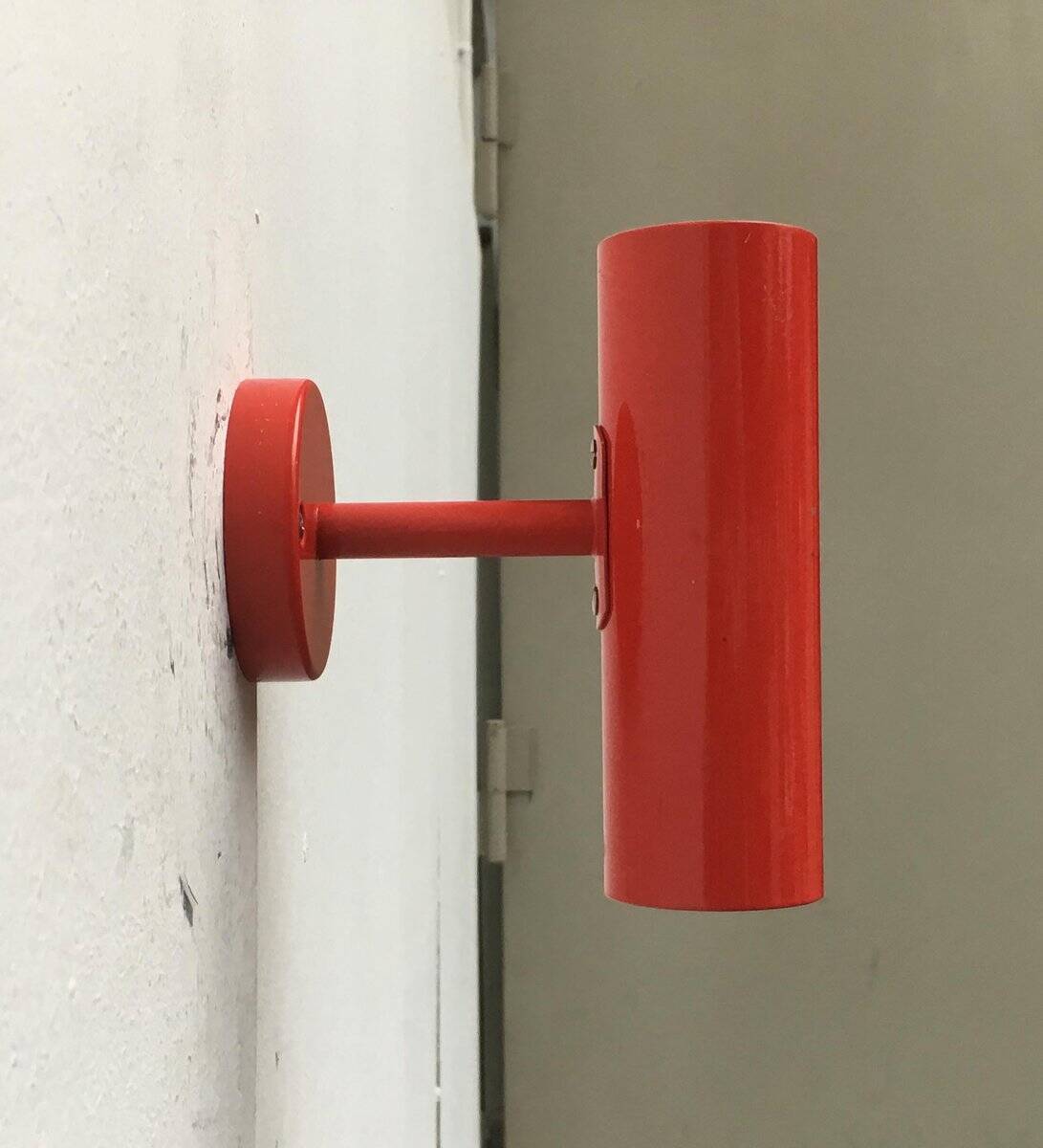 Mid-century minimalist red wall lamp, set of 2.