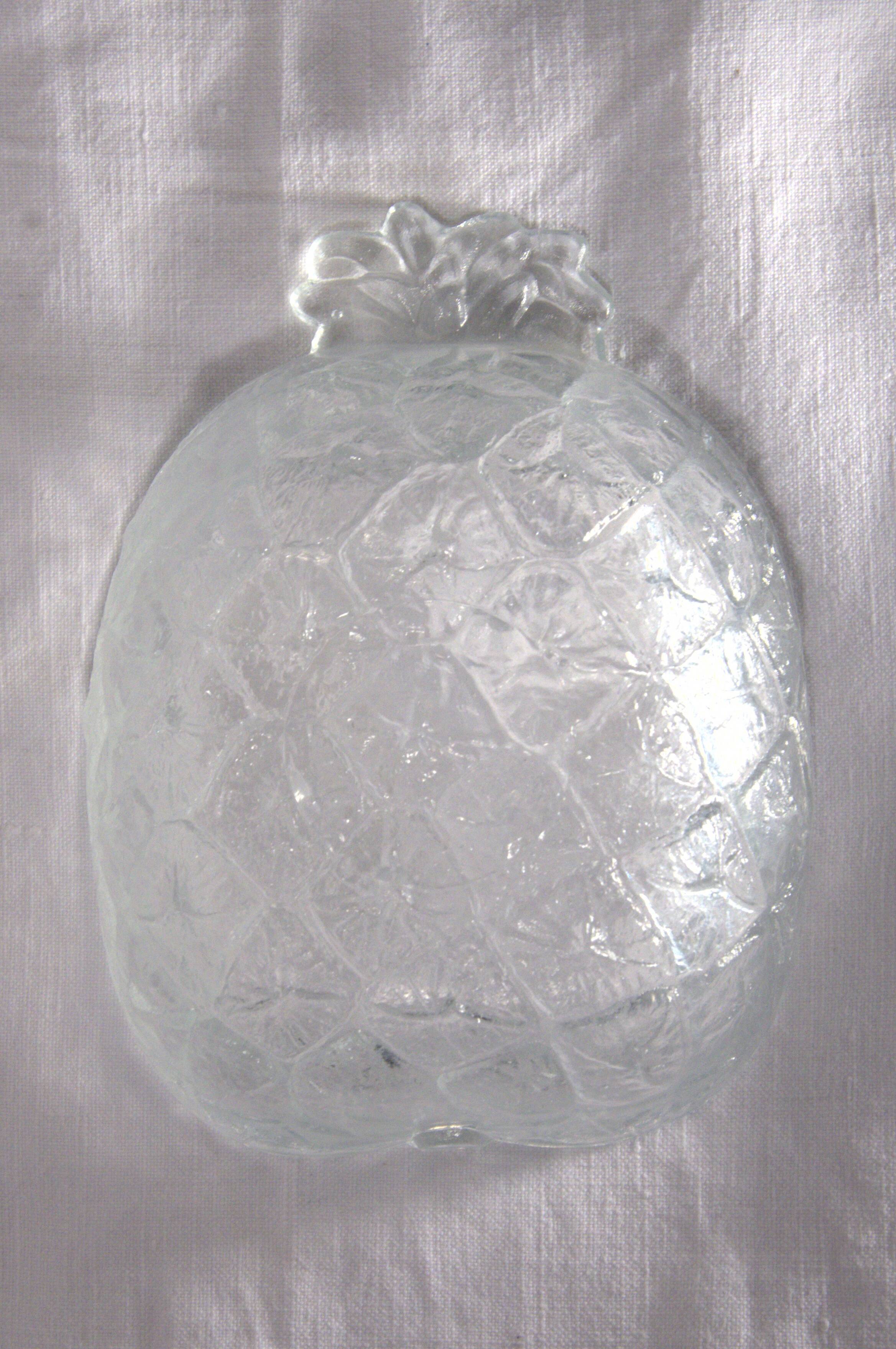 Textured pressed glass ramekin, pineapple shape, vintage, 15x12cm