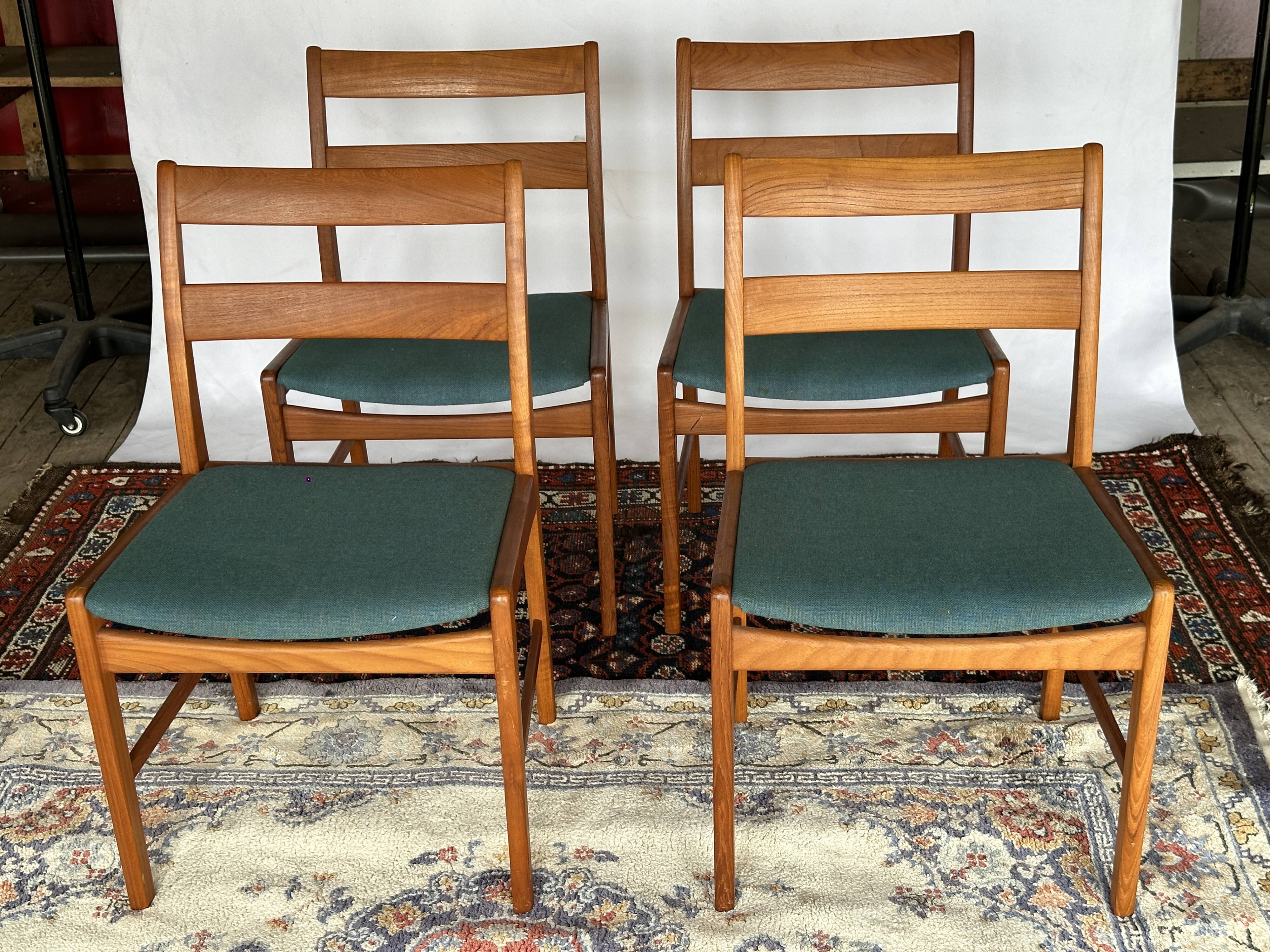 Set of 4 vintage Danish wood and wool chairs by Sax, Denmark 1960s