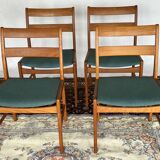 Set of 4 vintage Danish wood and wool chairs by Sax, Denmark 1960s