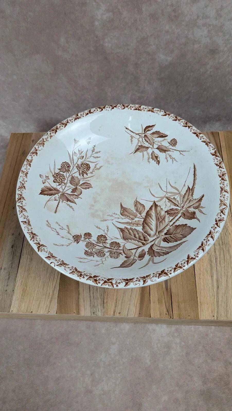 Antique compotier Badonviller model Blackberry in ironstone