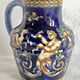 Old cream jug Gien Renaissance blue background 1938/1960
