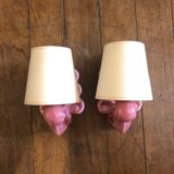 Pair of earthenware palmette wall lamps, 1950s