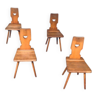 Vintage Belgian Brutalist Pub Café Chair Set by Torck, 1960s, Set of 4
