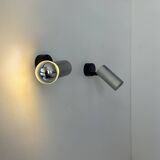 Pair of vintage adjustable brushed aluminum wall lights, France, 1970s