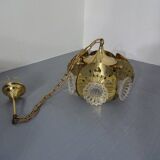 Italian brass and glass ceiling lamp, 1960s