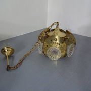 Italian Brass & Glass Ceiling Lamp, 1960s