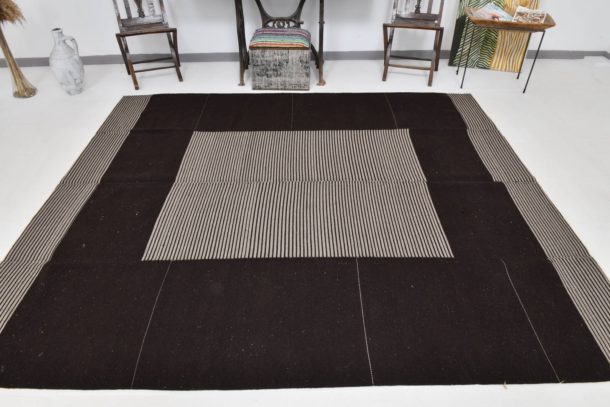 8x9 Shades Of Gray & Black Modern Turkish Rug, 242x278Cm SK 2367