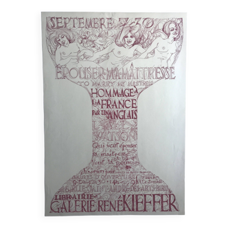 Original calligraphic poster, To Marry my mystress, Galerie René Kieffer, 1975