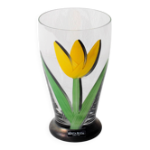 Gobelet en verre à eau avec fleur de tulipe jaune Kosta Boda par Ulrica Hydman Vallien