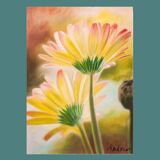 Drawing of daisies. drawn flowers. color drawing of daisies. drawing of flowers.