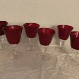 6 red bubbled puffed glasses on foot