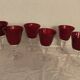 Set de 6 verres soufflés bullés rouges à pied