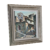 * Old painting, oil on canvas, Provençal village
