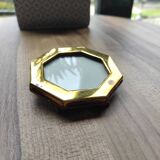 Mini octagonal photo frame in gold metal and vintage glass