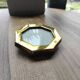 Mini octagonal photo frame in gold metal and vintage glass