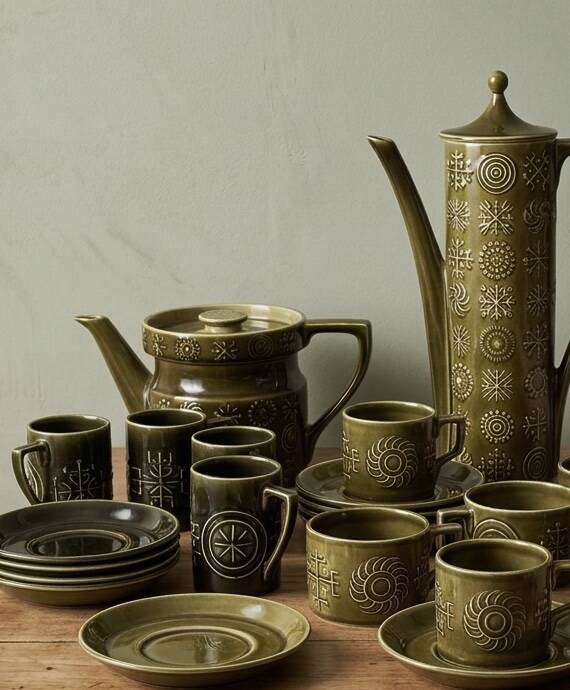 Coffee/tea service "Totem" Portmeirion – Susan Williams-Ellis – Green O