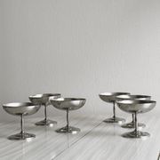6 stainless steel dessert bowls on foot