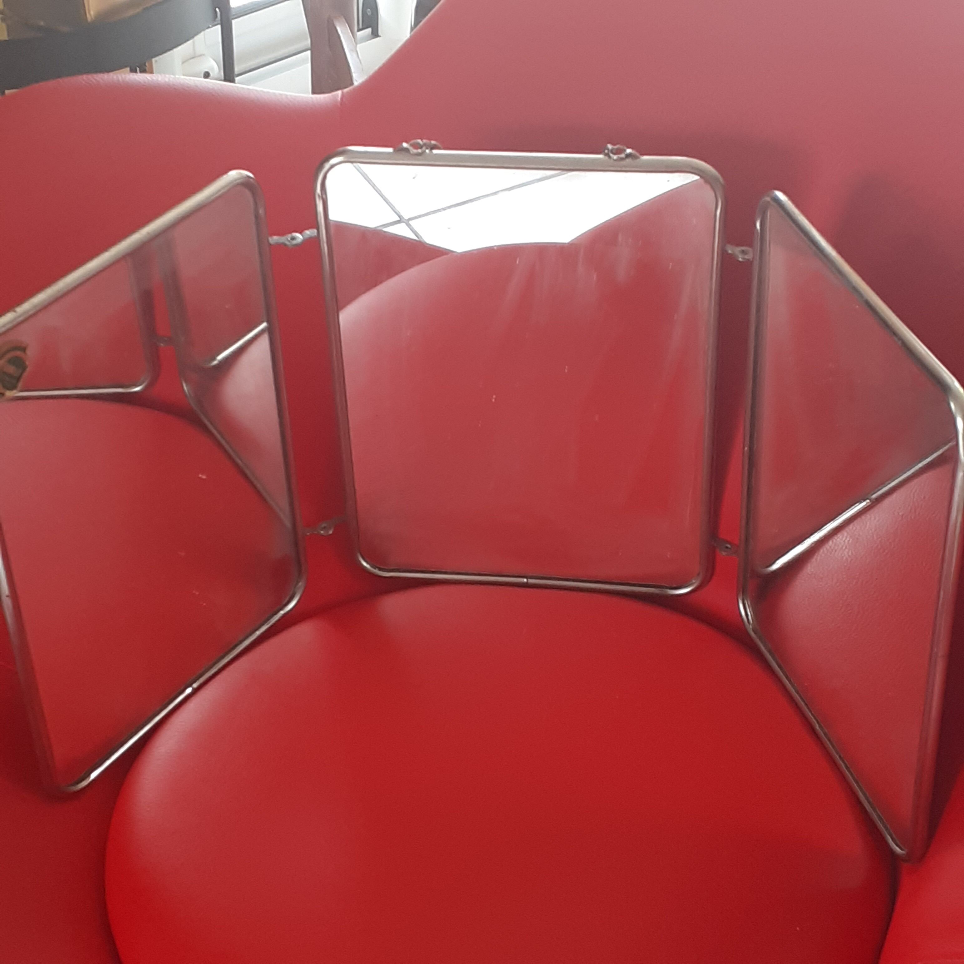 Triptych barber mirror from the 1950s.