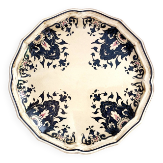 Decorative earthenware plate from Salins France decor Quevilly 25.5 cm