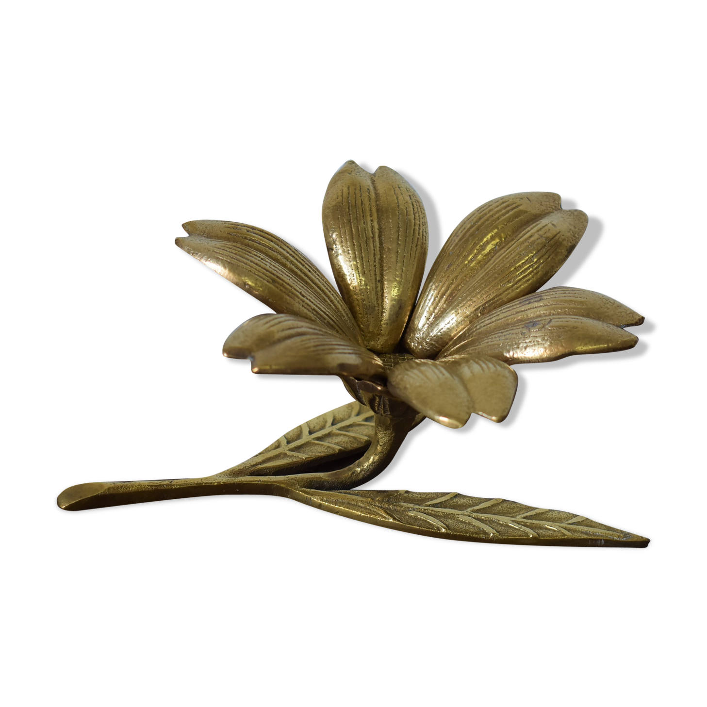 1970 vintage brass flower ashtray