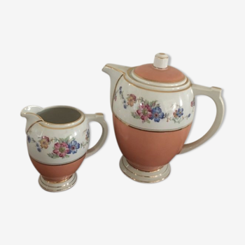 Cafetière et pot à lait en porcelaine estampillés D R B Limoges France