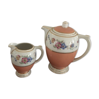 Cafetière et pot à lait en porcelaine estampillés D R B Limoges France