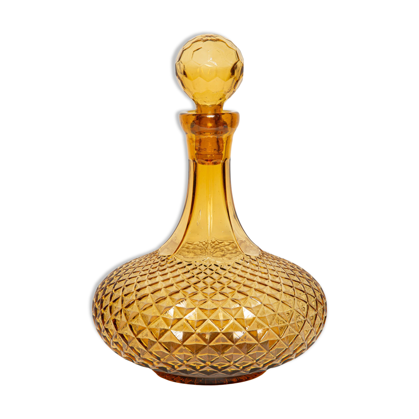 Mid-century yellow glass bottle with stopper, Italy, 1960s
