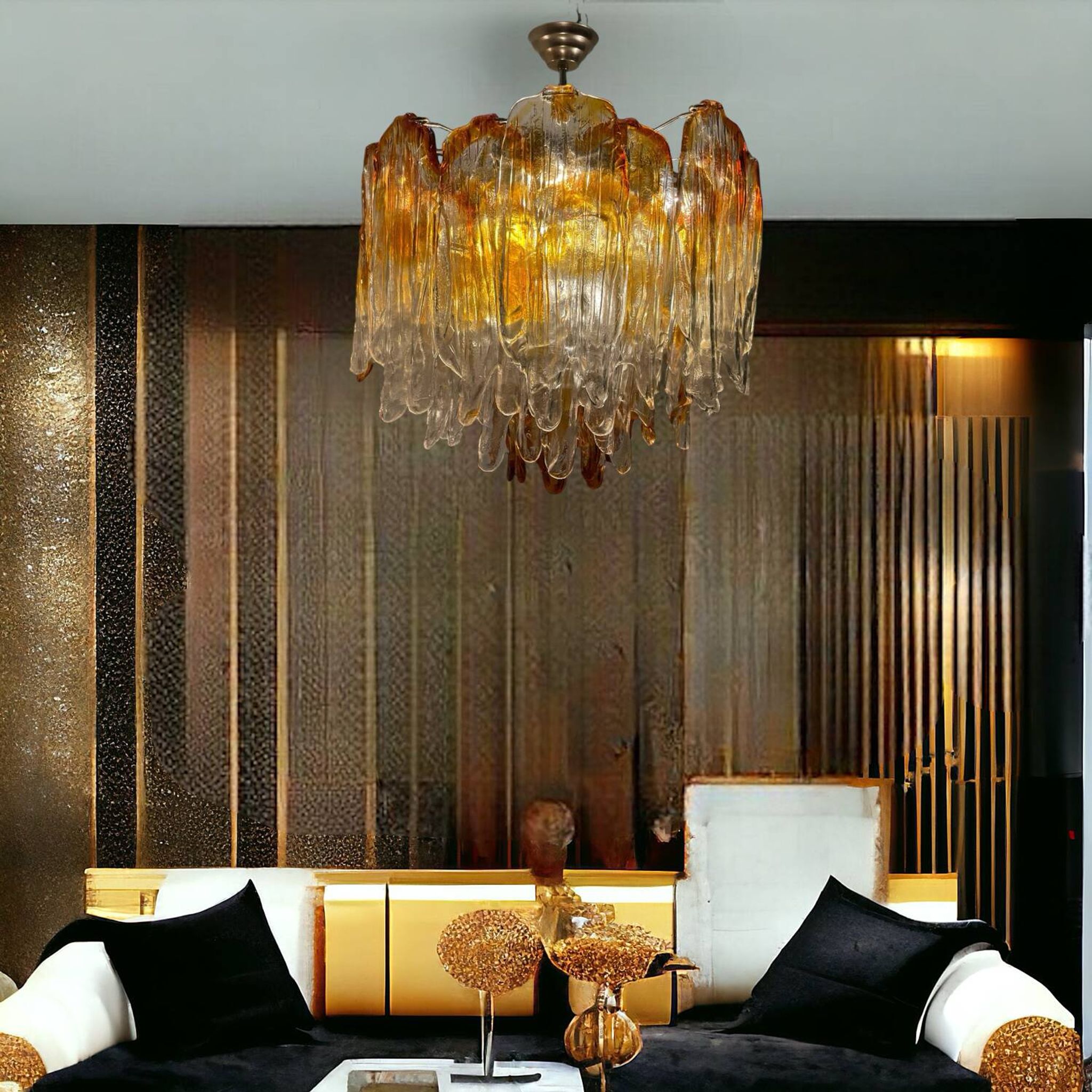 Large Murano Glass Chandelier 1970’s by Mazzega