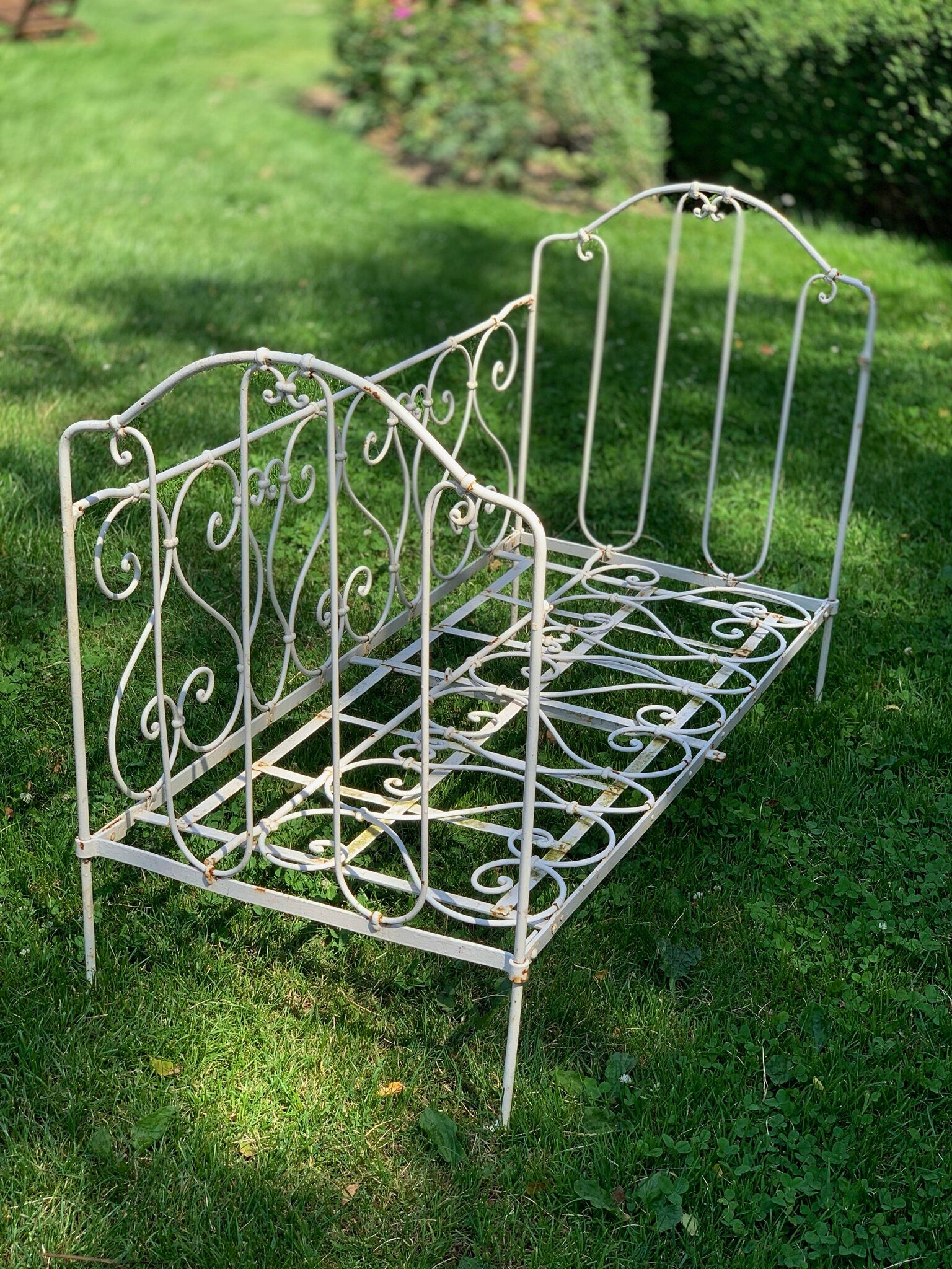 Child bench in ideal wrought iron garden