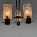 1970s Chrome, Glass & Metal Chandelier, Czechoslovakia