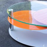 Antoine Motard designer swivel tempered glass coffee table