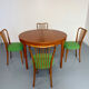 Extendable round teak table French design TV furniture Paris 1960