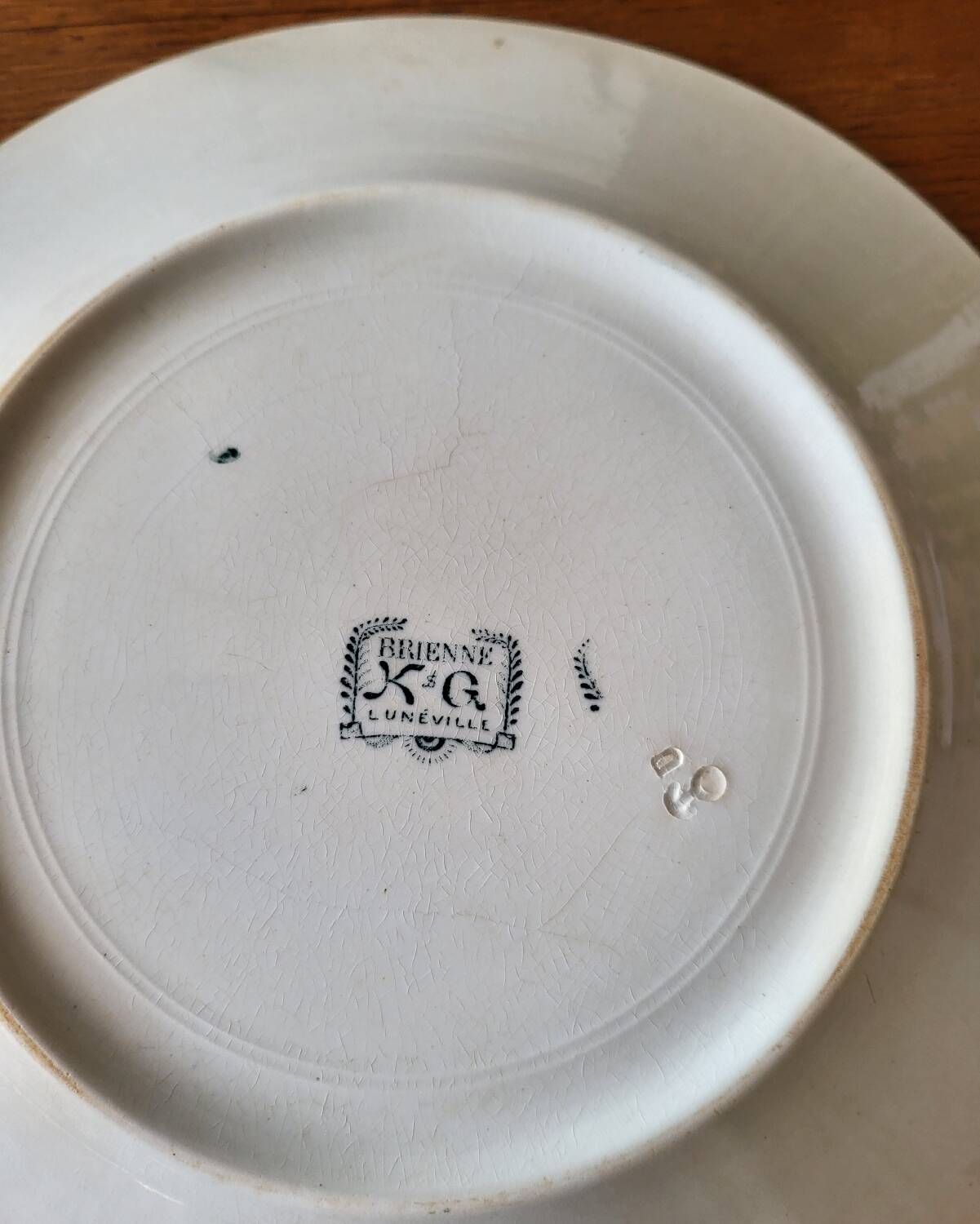 Old Earthenware Plate KG Lunéville model Brienne