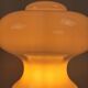 Glass lamp with wooden base, 70s Art Deco vintage space age