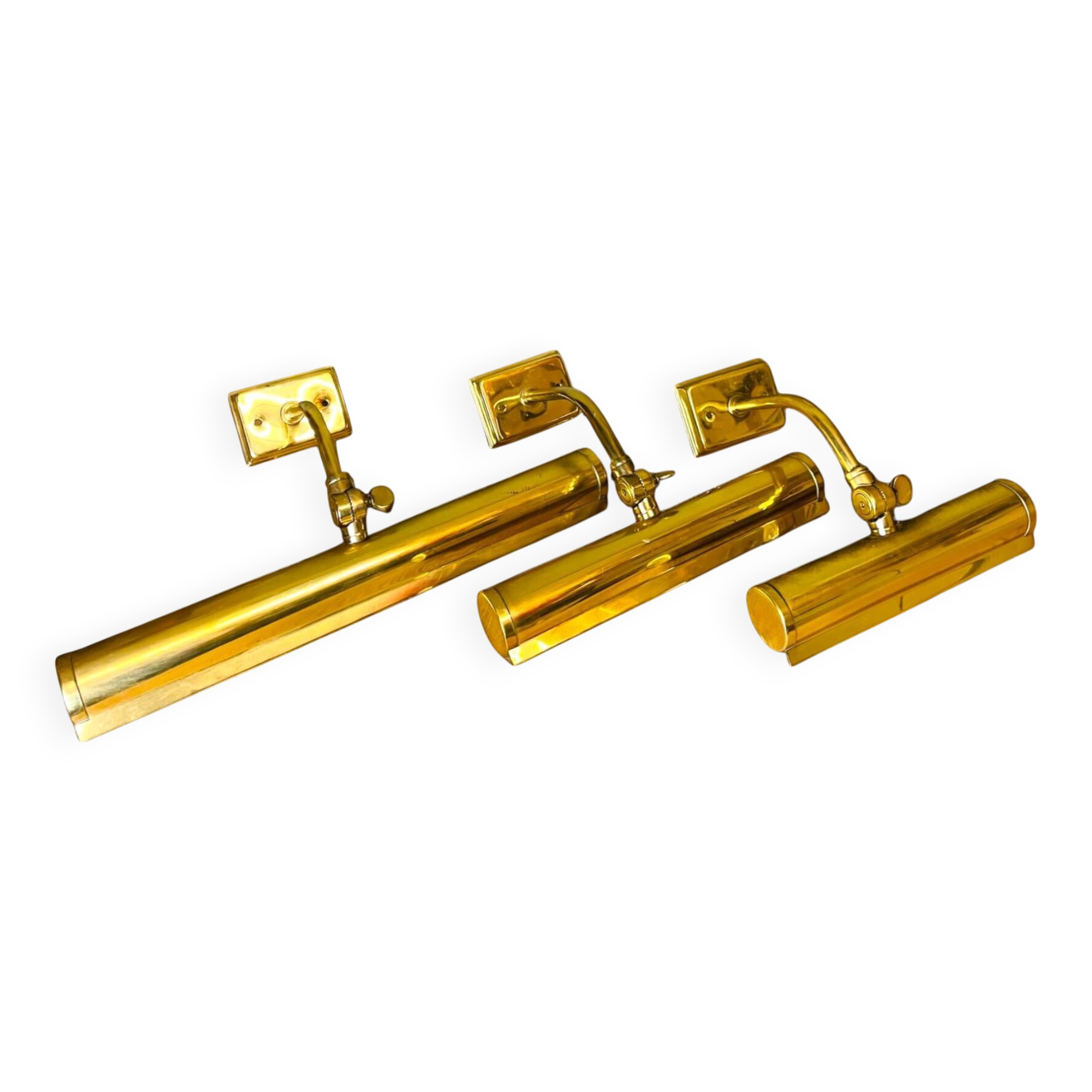 Lot of 3 djustable brass wall picture light up