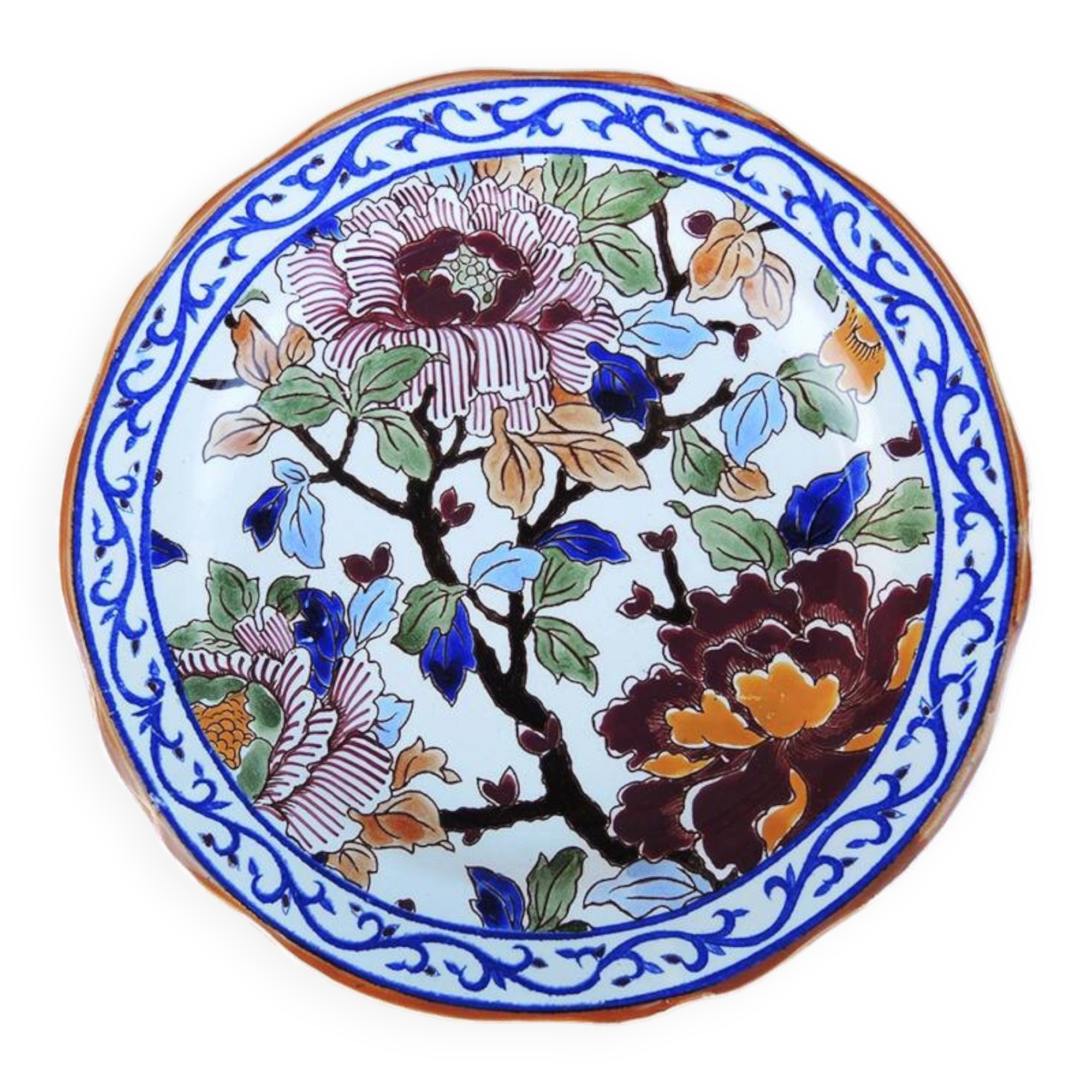 Vintage ceramic dessert plate from Gien – peony design