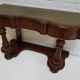Biedermeier mahogany wall console table or desk with leather inlay top and drawer