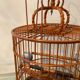 Ancienne cage à oiseaux en bois et rotin