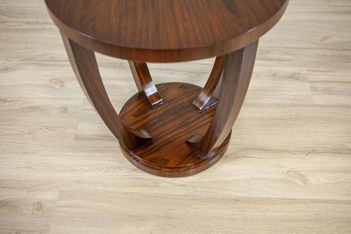 Late 20th Century Art Deco Round Mahogany Side Table, 1950s
