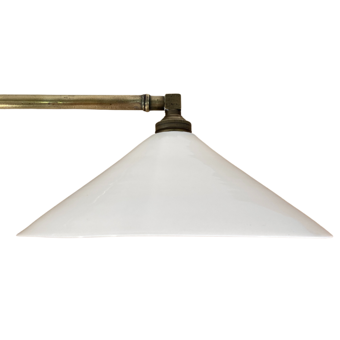 Brass and opaline art deco swing swivel wall lamp