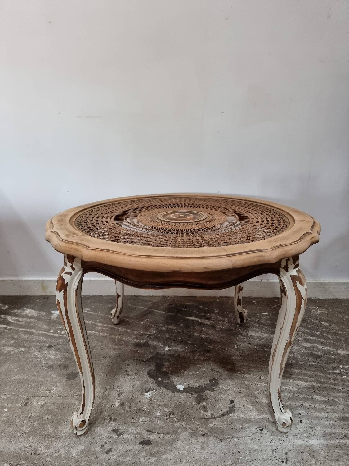 Round cane coffee table